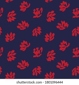 Red Navy Floral brush strokes seamless pattern background for fashion prints, graphics, backgrounds and crafts