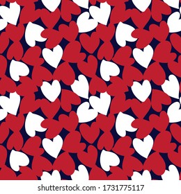 Red Navy Heart shaped Valentine’s Day seamless pattern background for fashion textiles, graphics