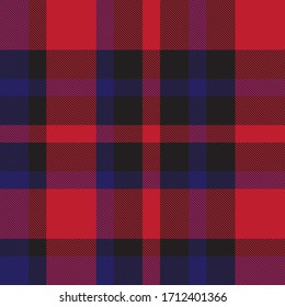 Red and navy plaid, checkered, tartan seamless pattern suitable for fashion textiles and graphics