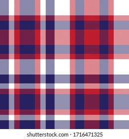 Red and navy plaid, checkered, tartan seamless pattern suitable for fashion textiles and graphics