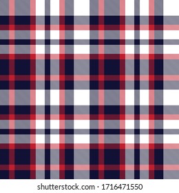 Red and navy plaid, checkered, tartan seamless pattern suitable for fashion textiles and graphics