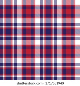 Red and navy plaid, checkered, tartan seamless pattern suitable for fashion textiles and graphics