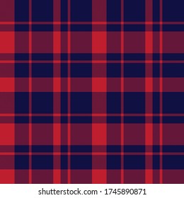 Red and navy plaid, checkered, tartan seamless pattern suitable for fashion textiles and graphics