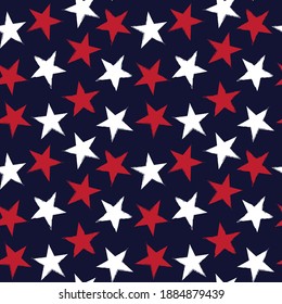 Red Navy Stars brush stroke seamless pattern background for fashion textiles, graphics