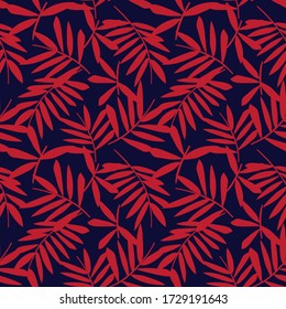Fondo de patrón de hoja tropical de la Marina Roja adecuado para impresiones de moda, gráficos, fondos y artesanías