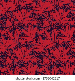 Red Navy Tropical Leaf botanical seamless pattern background suitable for fashion prints, graphics, backgrounds and crafts