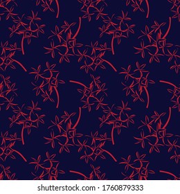 Red Navy Tropical Leaf botanical seamless pattern background suitable for fashion prints, graphics, backgrounds and crafts