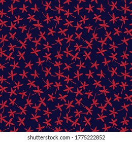 Red Navy Tropical Leaf botanical seamless pattern background suitable for fashion prints, graphics, backgrounds and crafts