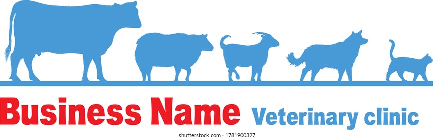 
Logo veterinario rojo y marino compuesto por animales y símbolo de salud