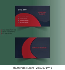 Red and navy-blue business card design vector eps