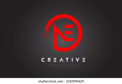 Logo de la carta circular roja de la NE con diseño de pincel circular y fondo negro.