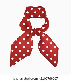 Red neck scarf, polka dots pattern, vector illustration