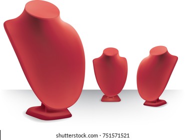 Red Necklace Display Stand For Jewelry On White Background.illustration Vector