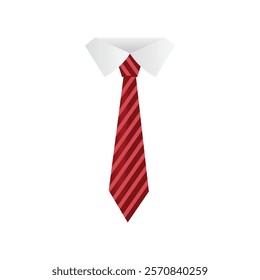 Red necktie icon. Realistic illustration of necktie vector icon for web design. Neck tie fashion for businessman. Vector illustration. 