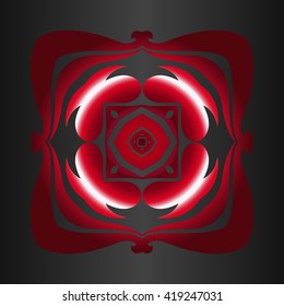 Red neon abstract pattern on a dark background. Design element.