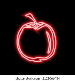 Red neon apple sign. neon apple icon. Vector illustration