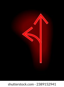 Red neon arrow in cartoon style. This element of set - a vibrant red neon arrow contrasted against a stylish black background for clear double direction. Vector illustration.