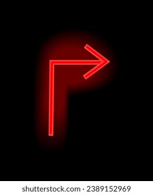 Red neon arrow in cartoon style. This element of set features a striking red neon arrow, making it easy to convey direction in your designs. Vector illustration.