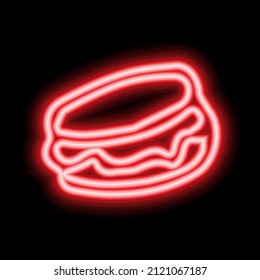 Red neon cake sign. neon cake icon. Vector illustration