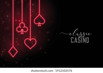 Red Neon Casino Symbols Background