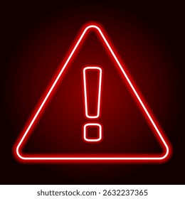 Red Neon Caution Warning Signs Vector Ideal For Hazard, Risk, Safety, Attention, Bankruptcy, Traffic, Industry Precaution, Construction, Security, Dangerous Symbol, Alert in Futuristic Cyberpunk Style