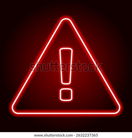 Red Neon Caution Warning Signs Vector Ideal For Hazard, Risk, Safety, Attention, Bankruptcy, Traffic, Industry Precaution, Construction, Security, Dangerous Symbol, Alert in Futuristic Cyberpunk Style