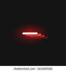 Red neon character font on black background with reflections, vector illustration