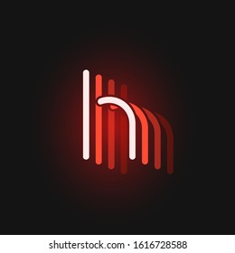 Red neon character font on black background with reflections, vector illustration