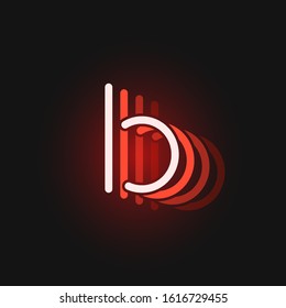 Red neon character font on black background with reflections, vector illustration