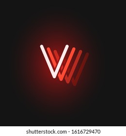 Red neon character font on black background with reflections, vector illustration