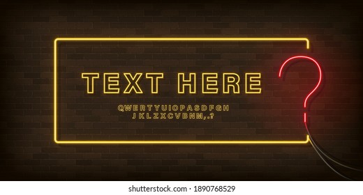 Red neon character from a font set on purple background, vector illustration