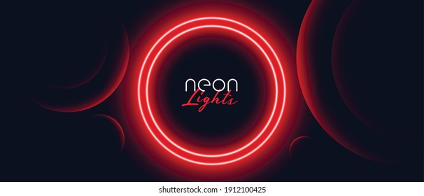 red neon circle light frame banner design