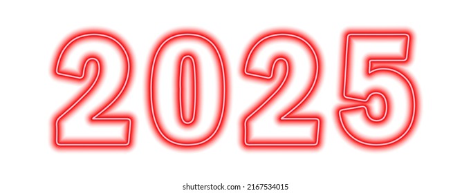 Red Neon Colored 2025 Year Isolated Stock Vector Royalty Free Red Neon Colored 2025 Year 260nw 2167534015