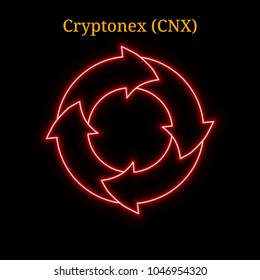 Red neon Cryptonex (CNX) cryptocurrency symbol. Vector illustration eps10 isolated on black background