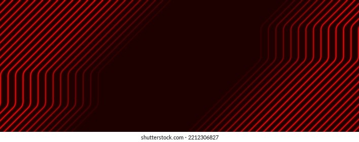 Red Neon Curved Lines Abstract Futuristic Geometric Background. Vector Banner Design