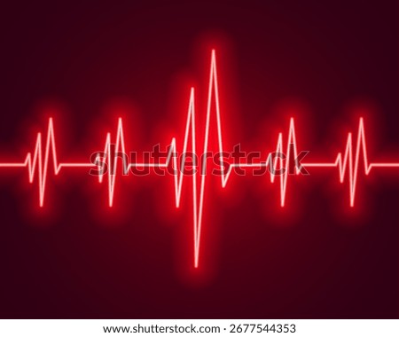 red neon ecg or ekg pulse rate chart background vector