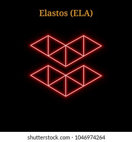 Red neon Elastos (ELA) cryptocurrency symbol. Vector illustration eps10 isolated on black background