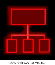 Red neon element in cartoon style. Creating of the attention-grabbing visuals with this vibrant red neon element of set, featuring a scheme symbol on a bold black canvas. Vector illustration.