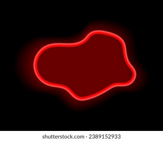 Red neon element in cartoon style. This symbol of set features a striking red neon cloud for messages against a sleek black background. Vector illustration.