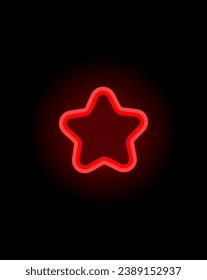 Rotes Neonelement im Cartoon-Stil. Dieses Symbol des Sets hat einen lebendigen roten Neonstar auf schwarzem Hintergrund, der einen kühlen visuellen Eindruck hinterlässt. Vektorgrafik.