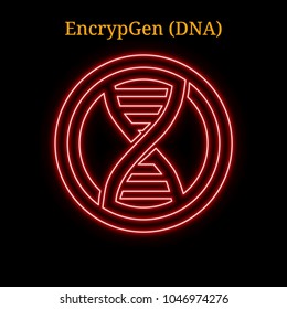 Red neon EncrypGen (DNA) cryptocurrency symbol. Vector illustration eps10 isolated on black background