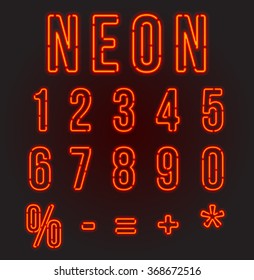 Red neon font, complete Alphabet and numbers. Part 2/2