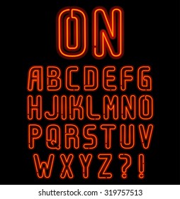 Red neon font part 1 of 2, Complete Alphabet