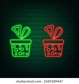 red neon gift surprise inside neon light banner design element colorful modern design.