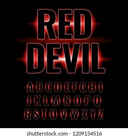 red neon glowing alphabet. letters lit from behind