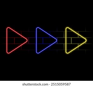 Red neon glowing arrows. 3d vector illustration