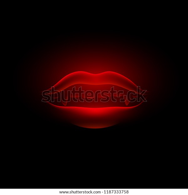 Red Neon Glowing Vampire Mouth On Stock Vector (Royalty Free) 1187333758