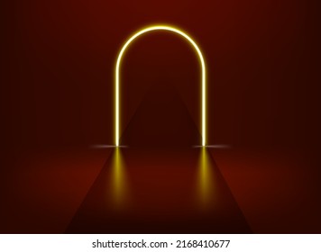 Roter Neon leuchtete im Inneren. 3D-Vektorgrafik