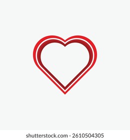 Red neon heart glow sign on white background. Neon love sign, light heart effect 
 vector, light heart frame for design, Heart symbol for holiday cards, banners.