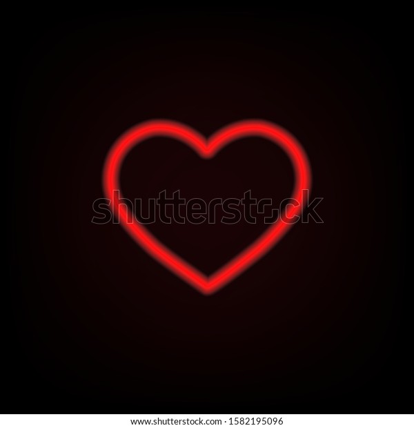 Red Neon Heart On Black Background Stock Vector Royalty Free 1582195096 Shutterstock 